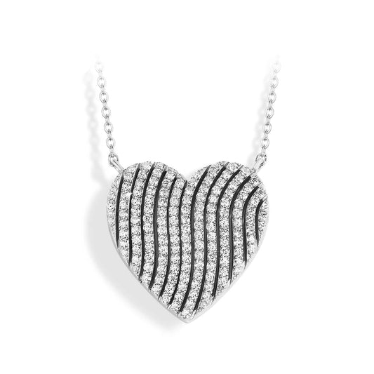 Heart-shaped necklace with diamond accents on a white background, branded 'Minty Box'.