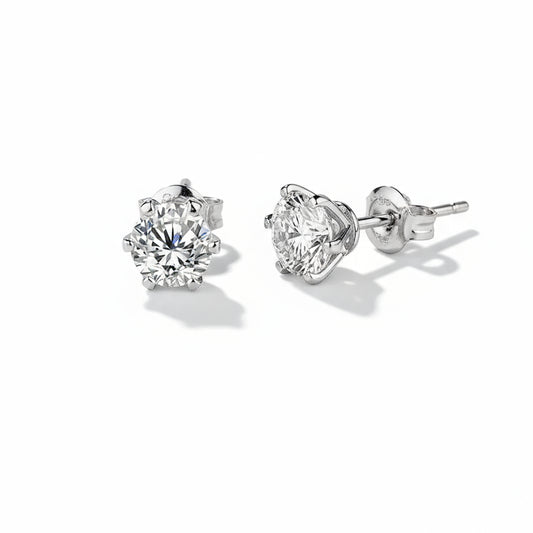 Classic six Claw Earrings 2.0 Carat Moissanite Diamond
