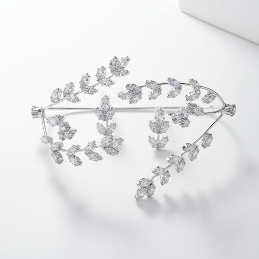 Silver floral tiara on a white background